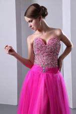 Cheap Sweetheart Beaded Fuchsia Celebrity Evening Dress