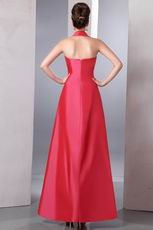 Simple Halter Sweetheart A-line Floor-Length Coral Red Celebrity Dress