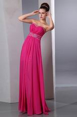 One Shoulder Carmine Red Chiffon Fabric Very Formal Dresses Online