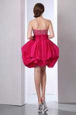 Cute Beading Decorate Short Carmine Cocktail Dress