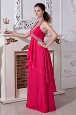 Designer Halter A-line Deep Rose Pink Cheap Dresses For Prom