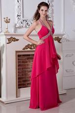 Designer Halter A-line Deep Rose Pink Cheap Dresses For Prom