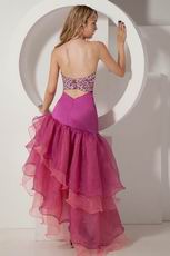 Special Offer Fuchsia Layers High Low Evening Dresses