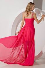 One Shoulder Sexy High Low Style Hot Pink Prom Dress