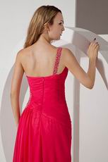 One Shoulder Sexy High Low Style Hot Pink Prom Dress