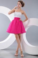 Strapless Fuchsia Dresses For Sweet 16 Party With Crystals