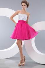 Strapless Fuchsia Dresses For Sweet 16 Party With Crystals