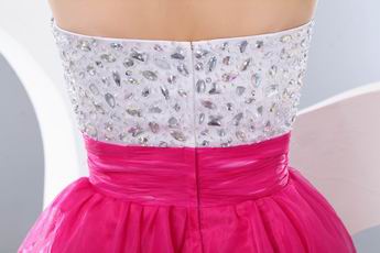 Strapless Fuchsia Dresses For Sweet 16 Party With Crystals