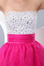 Strapless Fuchsia Dresses For Sweet 16 Party With Crystals