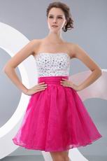 Strapless Fuchsia Dresses For Sweet 16 Party With Crystals