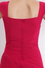 Wide Straps Square Neck A-line Cerise Red Prom Gown Dress