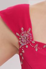 Wide Straps Square Neck A-line Cerise Red Prom Gown Dress