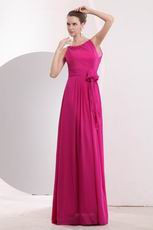 Elegant Scoop Neck Dark Camellia Chiffon Prom Dress Designer