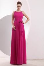 Elegant Scoop Neck Dark Camellia Chiffon Prom Dress Designer