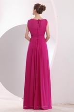 Elegant Scoop Neck Dark Camellia Chiffon Prom Dress Designer