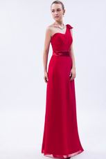 Wine Red One Shoulder Evening Pageant Dress Discount