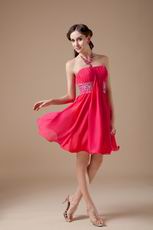 Best Deals 2012 Hot Pink Short Prom Dress With Beading