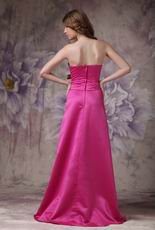 Strapless Floor Length Fuchsia Prom Dress With Champagne Belt