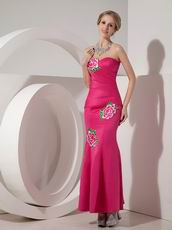 Fuchsia Mermaid Ankle-length Petite Prom Dress With Flower