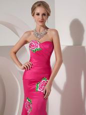 Fuchsia Mermaid Ankle-length Petite Prom Dress With Flower