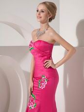 Fuchsia Mermaid Ankle-length Petite Prom Dress With Flower