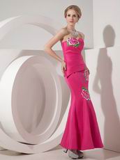 Fuchsia Mermaid Ankle-length Petite Prom Dress With Flower