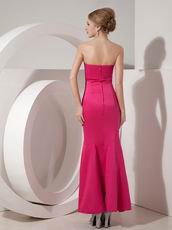 Fuchsia Mermaid Ankle-length Petite Prom Dress With Flower