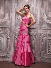 Hot Pink Sweet heart Layers Evening Dress With Beading