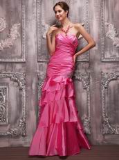 Hot Pink Sweet heart Layers Evening Dress With Beading