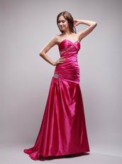 Rose Fuchsia Long A-line Evening Dress Affordable