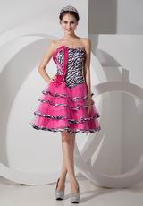 Hot Pink Layers Short Skirt Sweet 16 Dress With Zebra