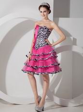 Hot Pink Layers Short Skirt Sweet 16 Dress With Zebra