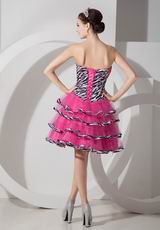 Hot Pink Layers Short Skirt Sweet 16 Dress With Zebra