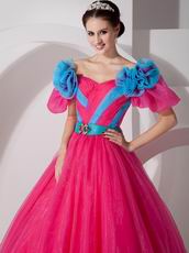 Fuchsia Organza Floor-length Quinceanera Prom Gown