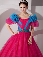 Fuchsia Organza Floor-length Quinceanera Prom Gown