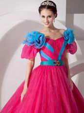 Fuchsia Organza Floor-length Quinceanera Prom Gown