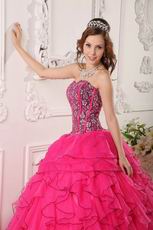 Top Designer Ruffled Skirt Deep Pink Quinceanera Dress