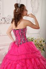 Top Designer Ruffled Skirt Deep Pink Quinceanera Dress