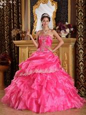 Strapless Floor Length Corset Quinceanera Dress In Hot Pink