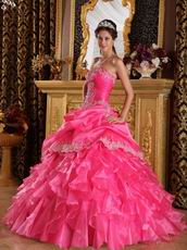 Strapless Floor Length Corset Quinceanera Dress In Hot Pink