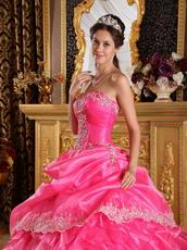 Strapless Floor Length Corset Quinceanera Dress In Hot Pink