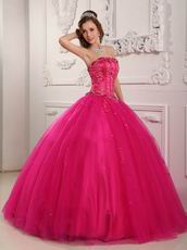 Bordure Strapless Winter Quinceanera Party Thick Dress In Fuchsia