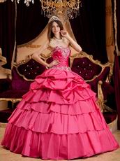 Sweetheart Layers Skirt Evening Ball Gown In Hot Pink