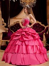 Sweetheart Layers Skirt Evening Ball Gown In Hot Pink