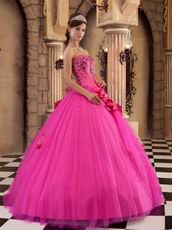 Trimed A-line Skirt Fuchsia Quinceanera Dress For 2014 Wear