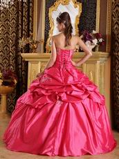 Embroidered Pick-ups Deep Rose Pink Quinceanera Gown Cheap