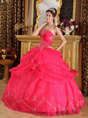 Strapless Ball Gown Embroidery Deep Pink Quinceanera Gown