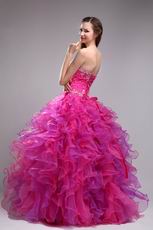 Fuchsia Floor Length Ruffle Skirt Top Designer Quinceanera Dress