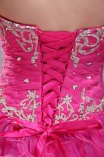 Fuchsia Floor Length Ruffle Skirt Top Designer Quinceanera Dress