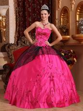 Stylish Deep Rose Pink Embroidery 16th Girls Party Dress